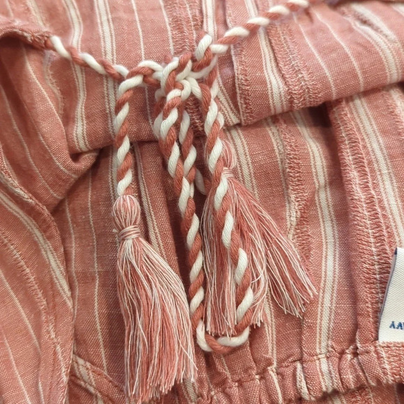 NWT Old Navy Boho Striped Salmon Pink Linen Cotton Blend Shorts Romper Small - Picture 9 of 9
